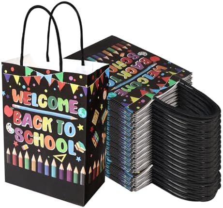 24 Pieces Back to School Kraft Paper Bags with Handles