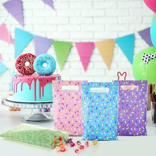 Sweetude 48 Plastic Donut Confetti Gift Bags with Handle