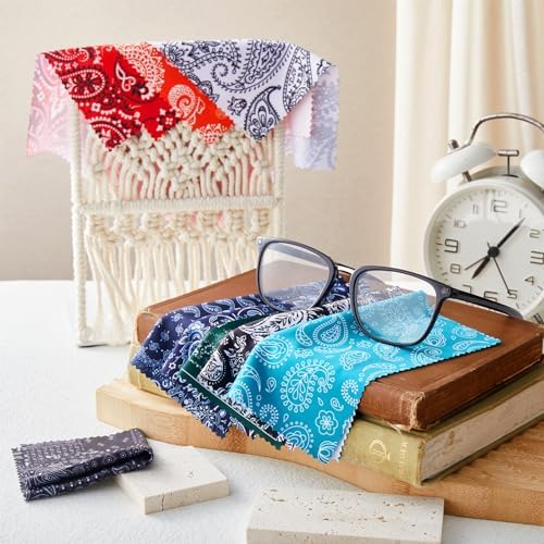 24 Pcs Microfiber Cleaning Cloths Paisley Pattern