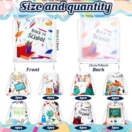 Woanger 30 Pcs Drawstring School Bags with Cute Patterns