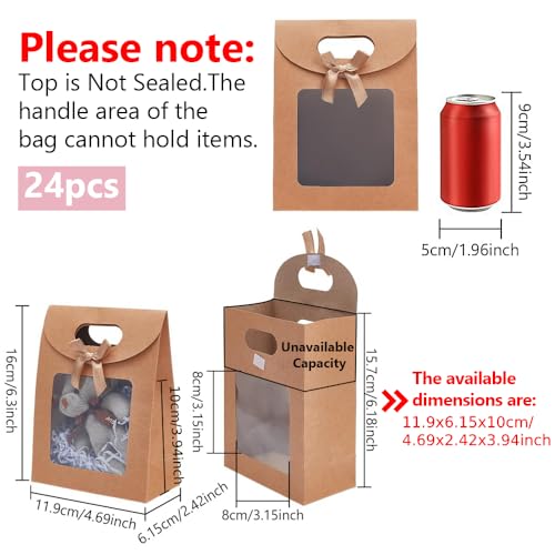 NBEADS 24 Pcs Mini Kraft Bags with Clear Window