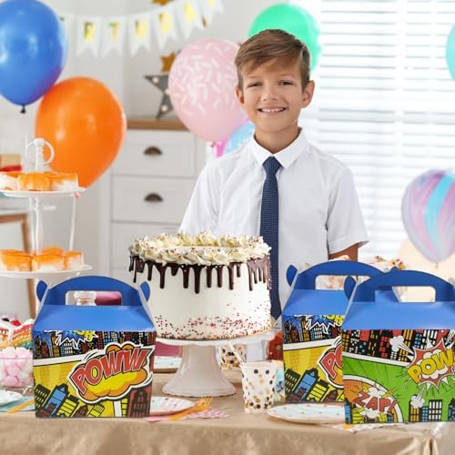 10PCS Super City Heroes Theme Party Treat Boxes with Handles