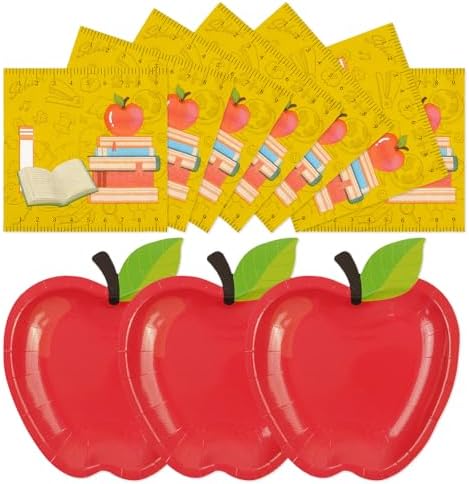 40 PCS Back to School Apple Plates and Napkins Set