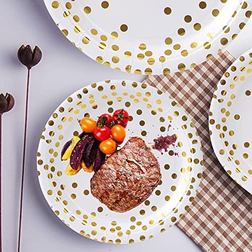 Golden Dots Disposable Paper Plates 100 Pack 50x9 50x7