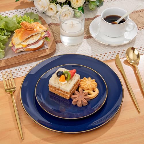 PULOTE 200 Piece Blue Plastic Plate Set