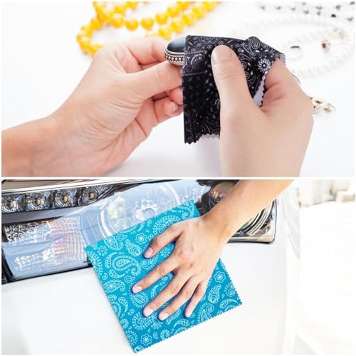 24 Pcs Microfiber Cleaning Cloths Paisley Pattern