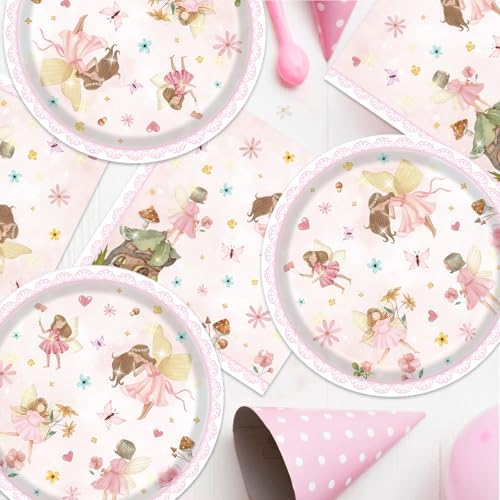 40Pcs Fairy Themed Paper Plates Napkins Party Set