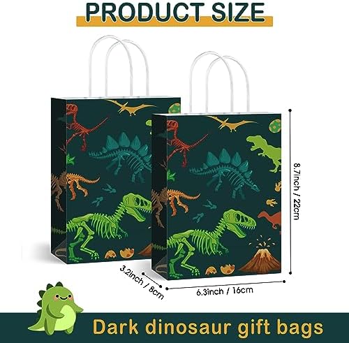 Capoda Dinosaur Gift Bags with Tissue Paper 16 Pcs