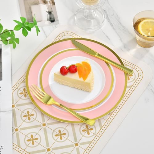 Glowserve 20 Pack Pink Plastic Plates for Parties