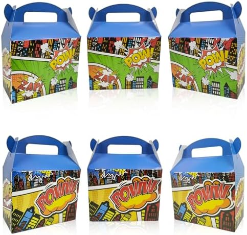 10PCS Super City Heroes Theme Party Treat Boxes with Handles