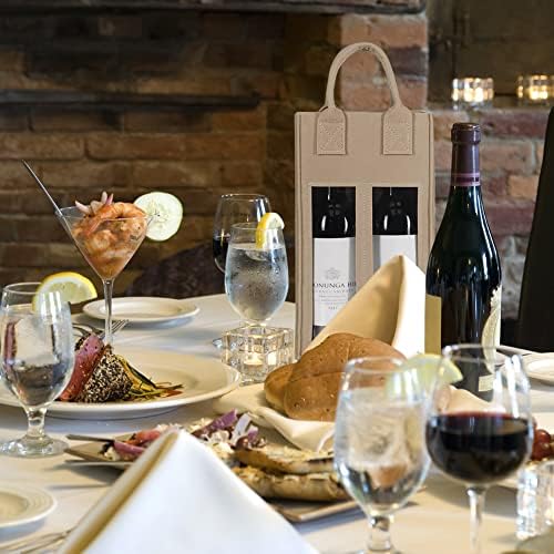 Shintop Double Wine Bag with Window Reusable Felt Gift Tote