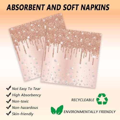 72 Pcs Rose Gold Party Tableware Set for 24 Guests