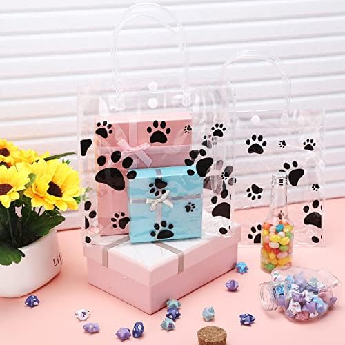Teling 20-Pack Clear Dog Paw Gift Bags with Handles