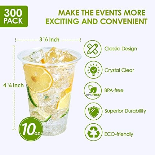 Lilymicky 300 Pack 10 oz Clear Plastic Cups