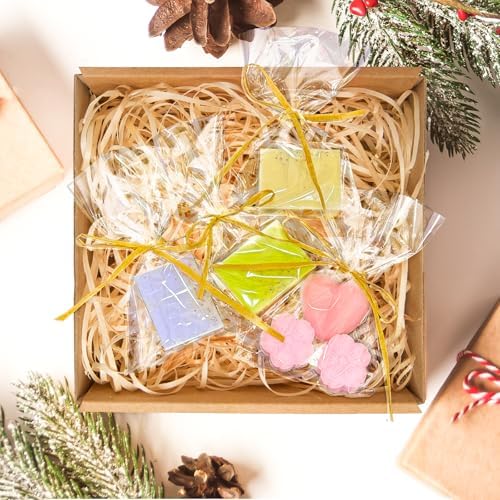 Miraclekoo 100pc Clear Soap Bags 5x8 Inch with Raffia Rope