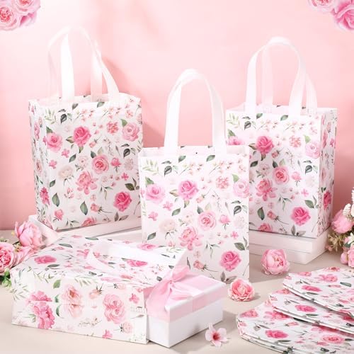 Supervitae 24 Pack Pink Floral Gift Bags