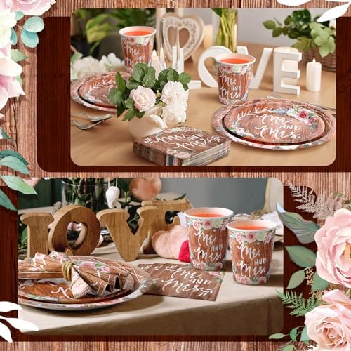 Zhehao 250 Pcs Retro Bridal Shower Tableware Set