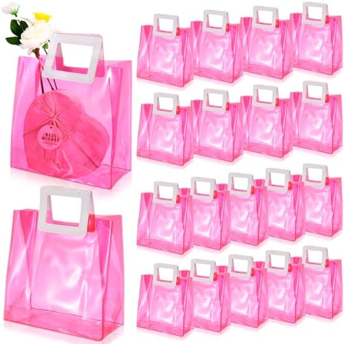 Paterr 20 Pcs Clear Reusable Gift Bags with Handles