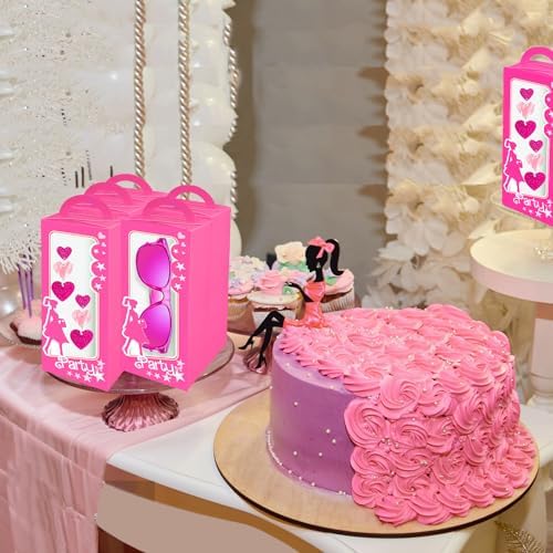 Xiamoor 12 Pack Hot Pink Girl Party Favor Boxes