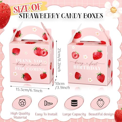 Sinload 12 Pcs Strawberry Treat Gift Boxes