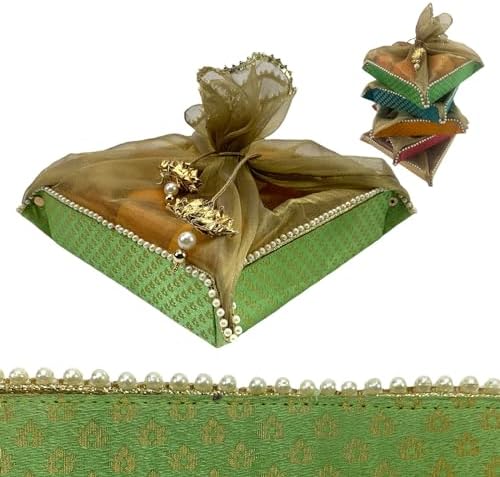 LOVENSPIRE 2ct Gift Basket Indian Mithai Box Brocade Organizer