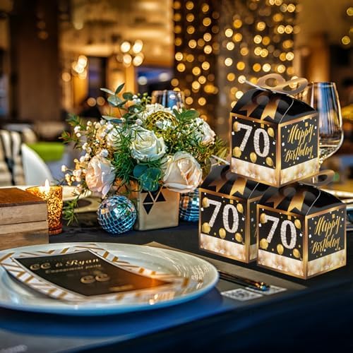 Qonmpcvu 50PCS 70th Birthday Boxes Gold Themed Gift Boxes