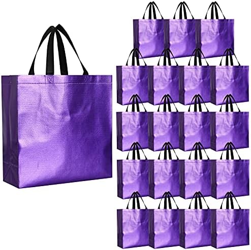Tosnail 20 Pack Reusable Gift Bags with Handles Purple