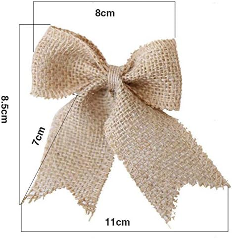 10 Pcs Natural Burlap Handmade Bowknot Decor