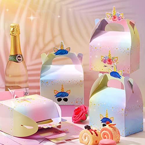 Leinuosen Unicorn Party Favor Boxes 24 Pieces