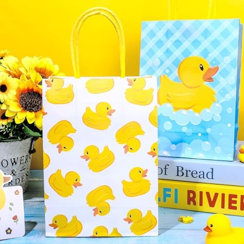 FYSUIMU 24Pcs Yellow Duck Gift Bags with Handles