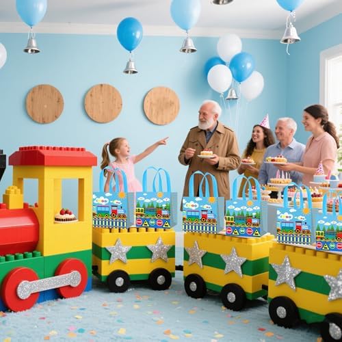 12PCS Train Theme Gift Bags with Handles