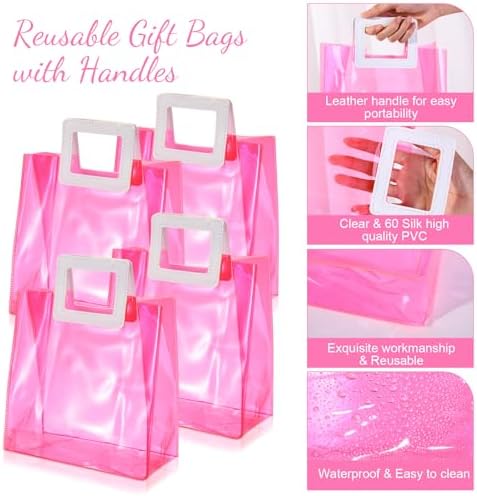 Paterr 20 Pcs Clear Reusable Gift Bags with Handles