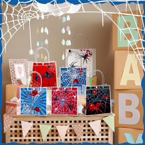 24 Pcs Spider Clear Gift Bags with Handles