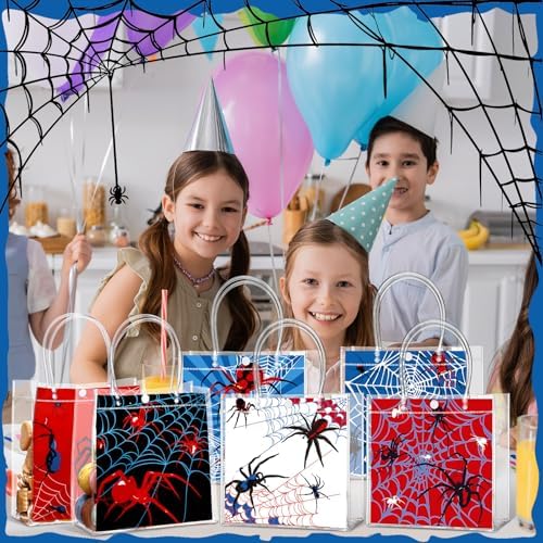 24 Pcs Spider Clear Gift Bags with Handles