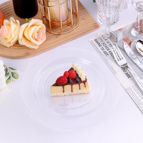 100PCS Clear Plastic Plates for 50 Guests Party Wedding Use