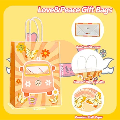 Czwxoxo 24 Pcs Groovy Retro Party Favor Bags