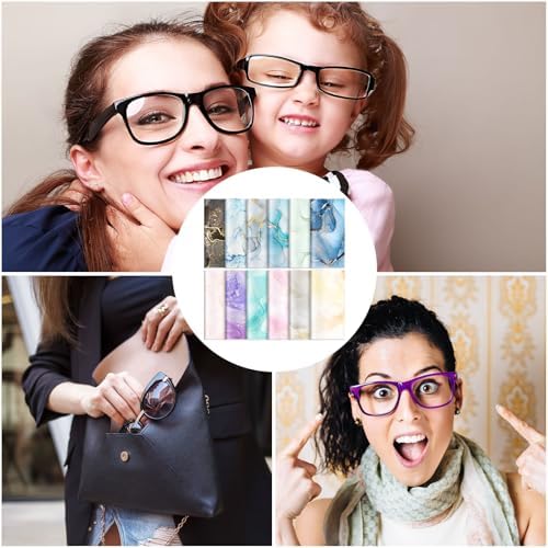 24 Pcs Marble Pattern Microfiber Cleaning Cloths for Eyeglasses and Screens