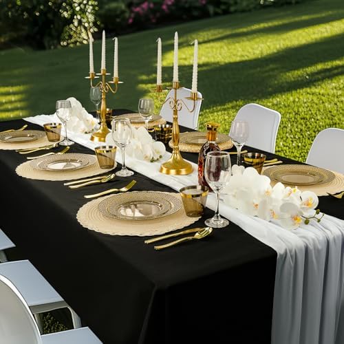 350PCS Clear Black Plastic Plates for 50 Guests