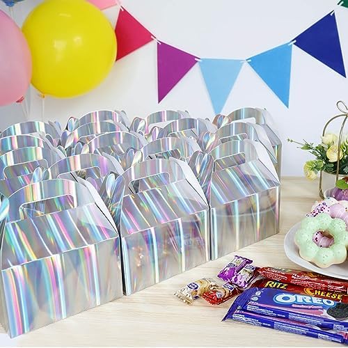 Naleyber Shiny Rainbow Gift Boxes 24pcs Iridescent Treat Containers