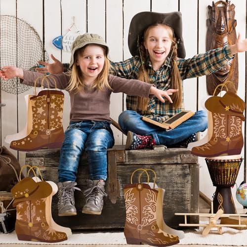 24Pcs Western Cowboy Boot Gift Bags with Handles for Parties