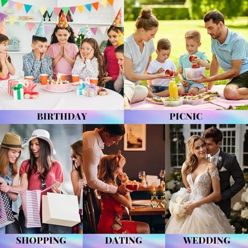Voittozege 20Pcs Clear Holographic Gift Bags with Handle