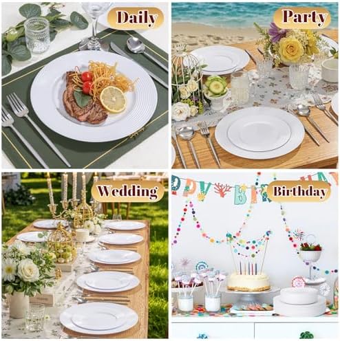 FLOWERCAT 100PCS White Plastic Plates for Parties