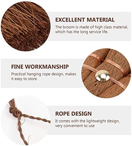 Yardwe Mini Palm Broom for Dining Tables and Countertops Brown 2 Pack