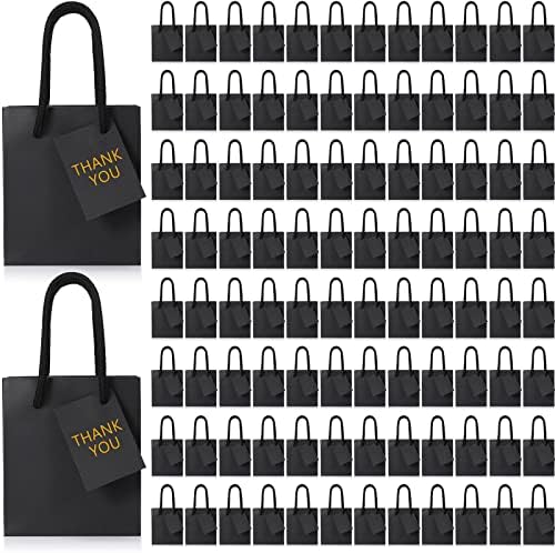 Sherr 100 Pack Mini Gift Bags with Handles Black