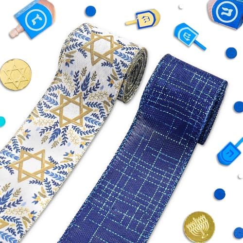 ABTOLS Hanukkah Ribbons 2 Rolls 10 Yards Star of David