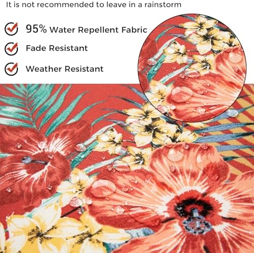 IN4 Care Patio Cushion Covers with Ties 2 Pack Chili Red Floral