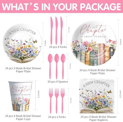 A New Chapter Bridal Shower Tableware Set 24pcs