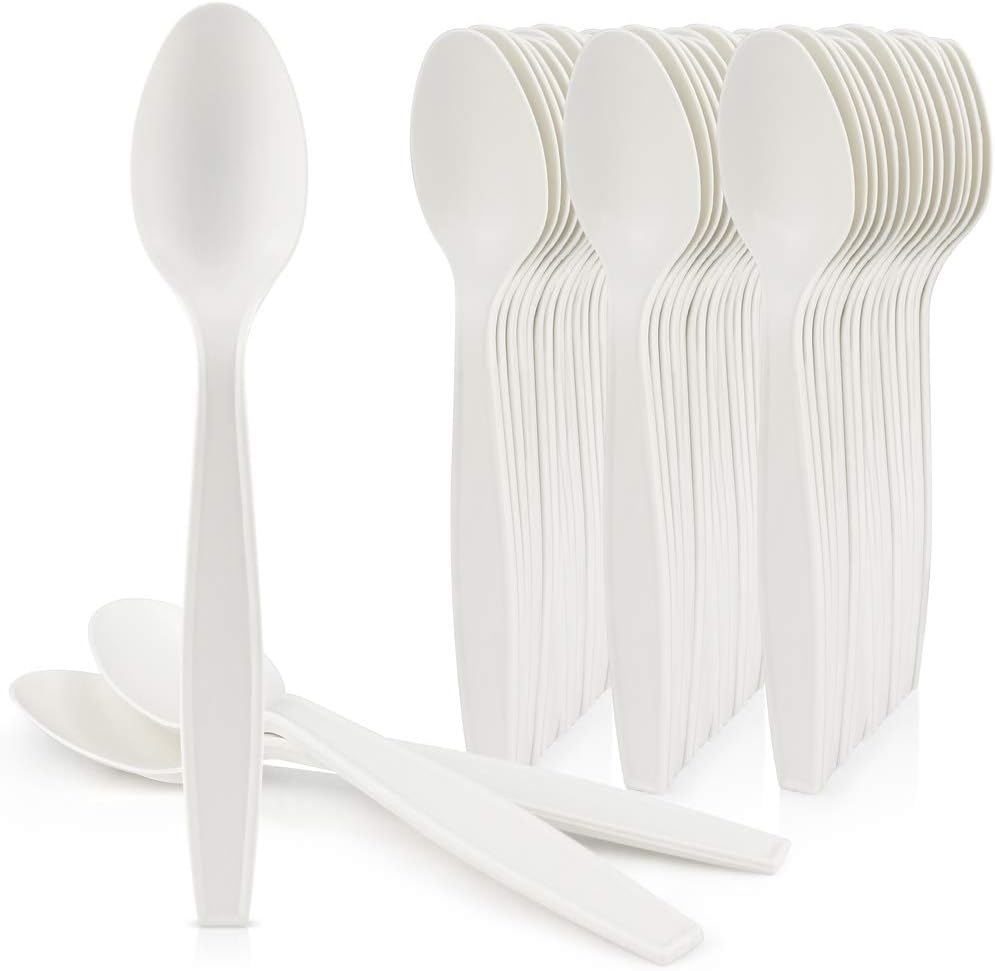 HeloGreen 50 Pack Eco-Friendly 7 Inch Tea Spoons