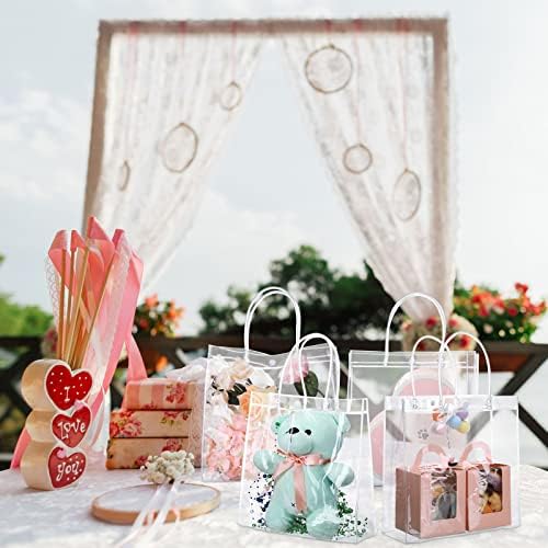Reginary 85 Pcs Clear PVC Gift Bags with Handles