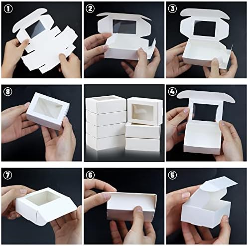 BadenBach 50 Pack Mini Rectangle Kraft Paper Boxes with Clear Windows